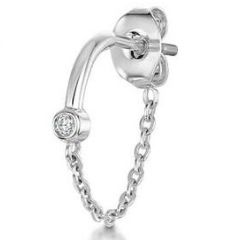 Unisex-Ketten-Einzeldiamantohrringe für Damen mit Mikro-eingelegtem Zirkon, einfache Ohrstecker aus Knochen, beliebte Piercing-Ohrringe_voghion.com