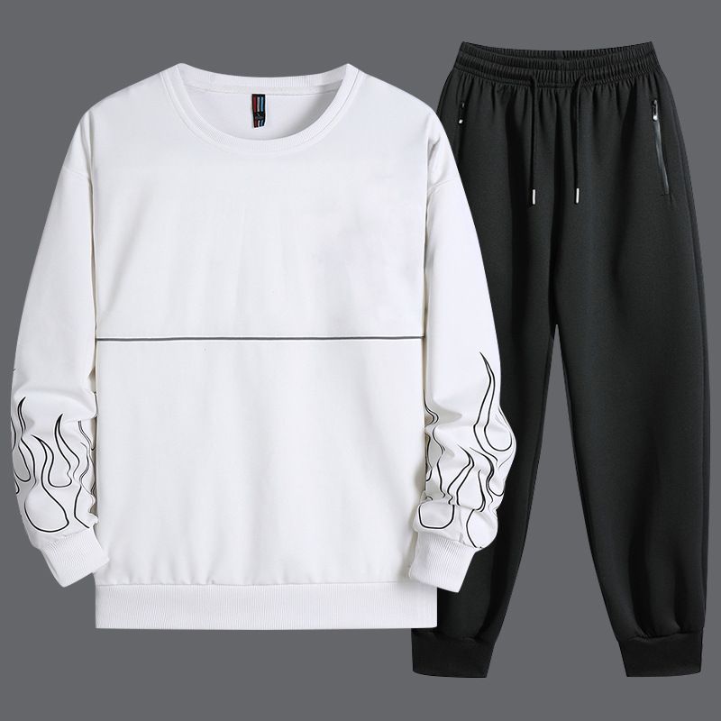 "Herren Oversized Hoodie & Jogger Set – Jugend Streetwear Trainingsanzug (Schwarz/Weiß) – Atmungsaktive Polyestermischung S-4XL"_voghion.com