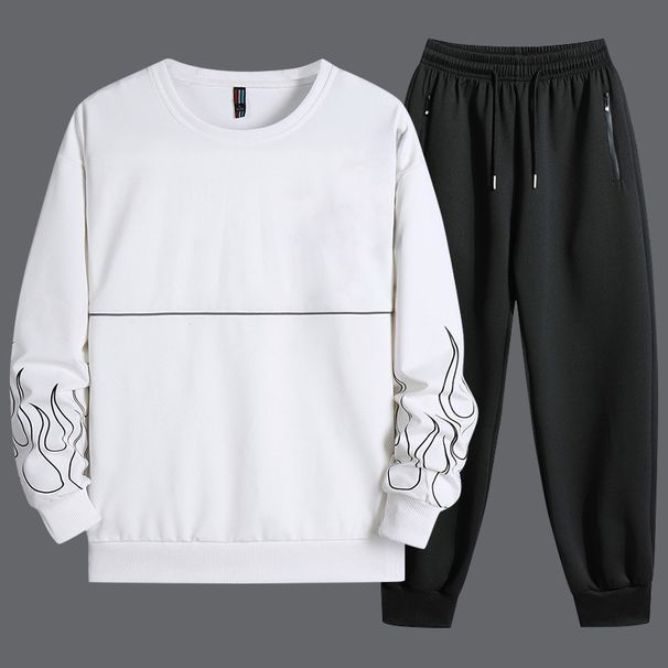 "Herren Oversized Hoodie & Jogger Set – Jugend Streetwear Trainingsanzug (Schwarz/Weiß) – Atmungsaktive Polyestermischung S-4XL"_voghion.com