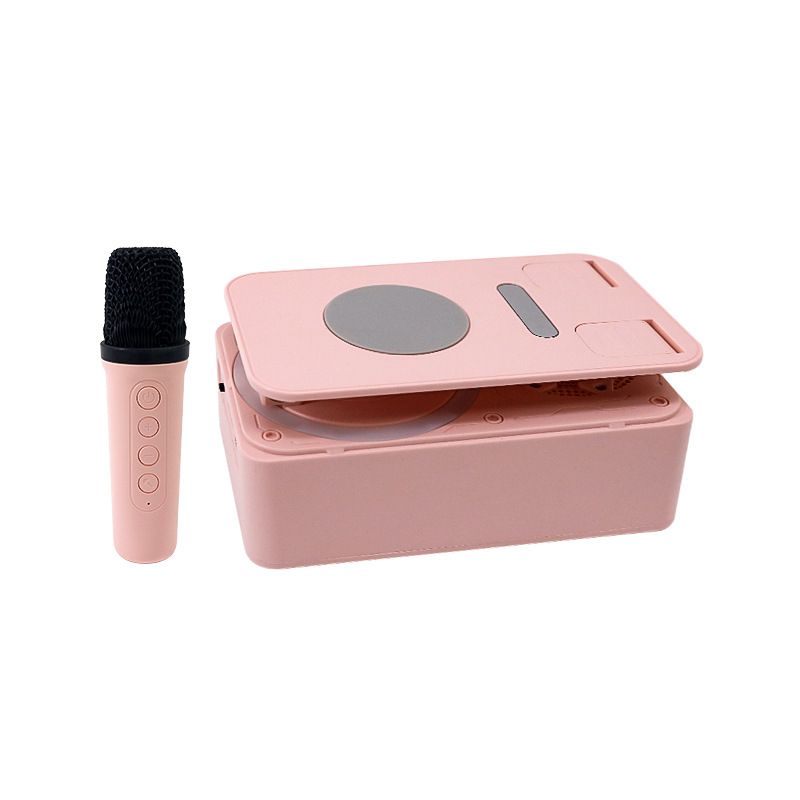 Multifunctional Four-in-One Mobile Phone Bracket Bluetooth Sound Box Karaoke Microphone Rotate Foldable Desktop Three_voghion.com