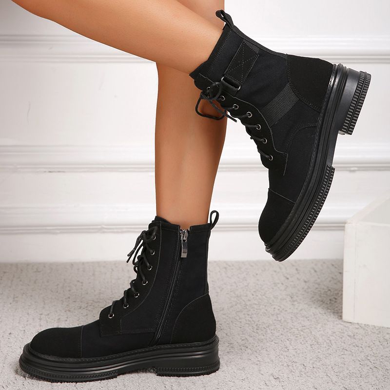 style Martin boots for women autumn and winter fashionable and versatile large size short boots thick sole round toe work boots_voghion.com