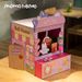 Momohemo Pet Scratching Board 3-in-1 Pink Tulip Claw Machine Style Large Cat House Villa_voghion.com