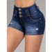 Women's Clothing Large Size Slim Fit Denim Shorts Button Design Summer New High Elastic Women's Pants Spot_voghion.com