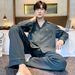 Nouveaux vêtements de nuit 2023, styles de printemps, vêtements de maison à manches longues en pur coton, ensembles d'automne et d'hiver pour hommes_voghion.com