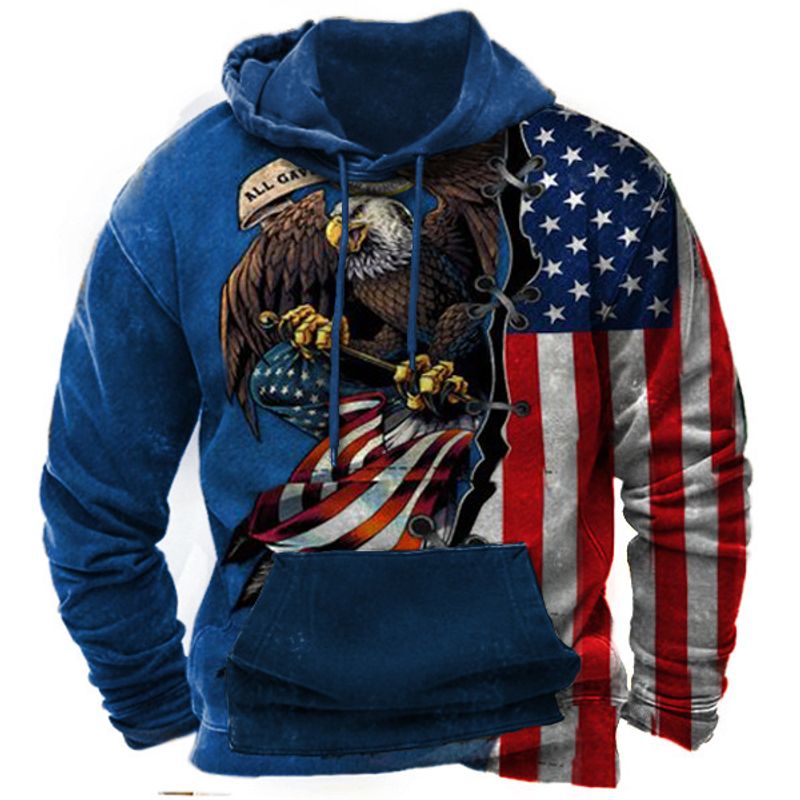 Spring And Autumn Popular European And American Sweatshirts Men's Street Trend Viking Myth Digital Printed Hoodie_voghion.com