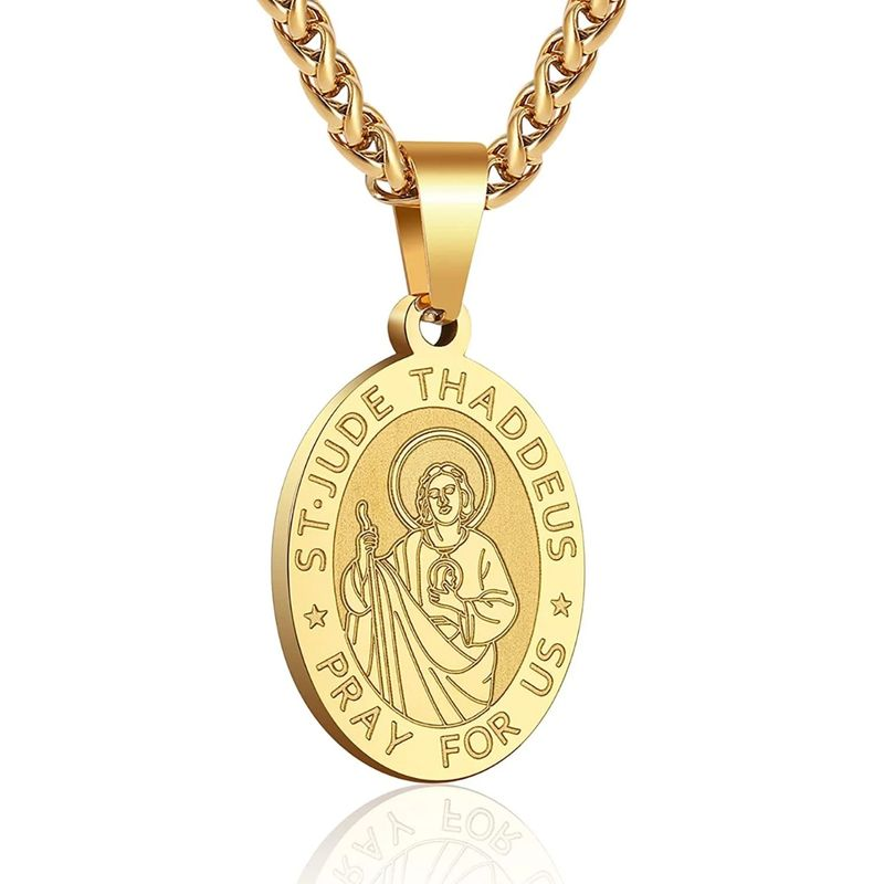 Saint St Jude Madalya Kolye Kolye Erkekler Çocuklar için 24 İnç Dini hediye_voghion.com