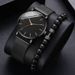 Men's Quartz Watches 2PCS New Simple Bracelet Watch Fashionable And Trendy Casual Men's Mesh Strap Quartz Watch + Bracelet_voghion.com