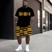 Herrenbekleidung Plus Size Sommer T-Shirt Shorts Anzug Muster Spleißen 3D Digitaldruck Lässiger Strandhosenanzug_voghion.com