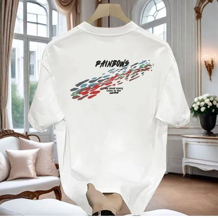 T-shirt semplice con scollo rotondo per ragazzi, maglietta a maniche corte per coppie, top in cotone pettinato, marchio di moda estiva_voghion.com