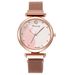 Damski elegancki zegarek studencki Mori Girl z paskiem w kolorze różowego złota i kotem_voghion.com
