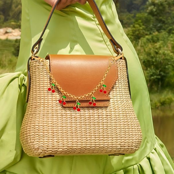 Damessleutelhanger met vijf hangers, gouden tas, charmante sleutelhangeraccessoires, charmante modieuze sleutelhanger, perfecte portemonnee, charmante autosleutelhanger_voghion.com