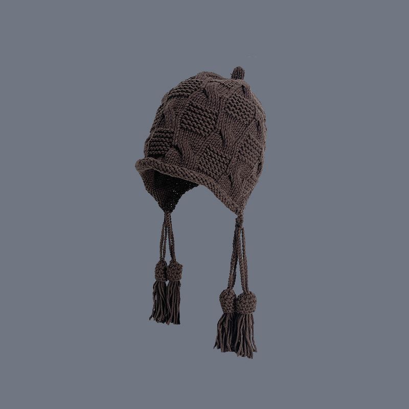 Gorro de lana con protección auditiva para mujer, versión coreana dulce y linda, gorro de punto versátil para estudiantes, cálido y hecho a mano Lei Feng_voghion.com