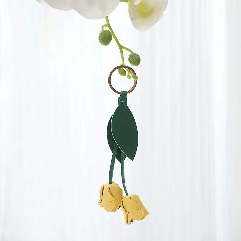 Korean Version Fresh Forest Style High-end Tulip Car Keychain Hanging Flower Pendant Backpack Chain_voghion.com
