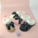 Women's Cotton Cute Bowknot Home Indoor Non-Slip Black Warm Slippers Autumn Winter_voghion.com