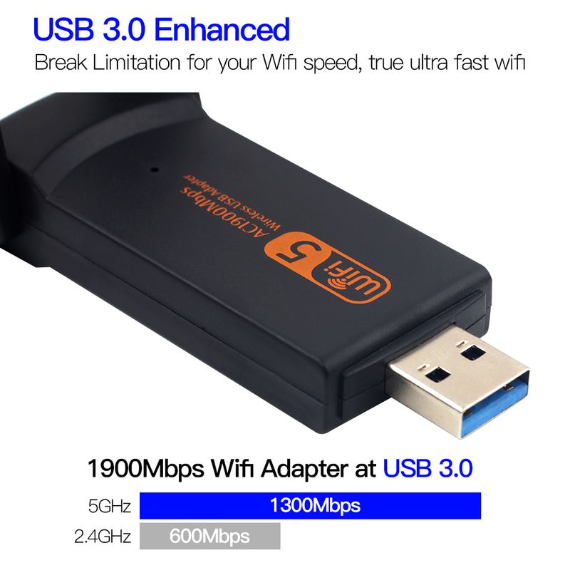 USB WiFi Adapter 1900Mbps Dual Band 2.4G/5Ghz USB3.0 Wireless WIFI Lan Adapter Dongle 802.11ac RTL8812BU With Antenna For Laptop_voghion.com