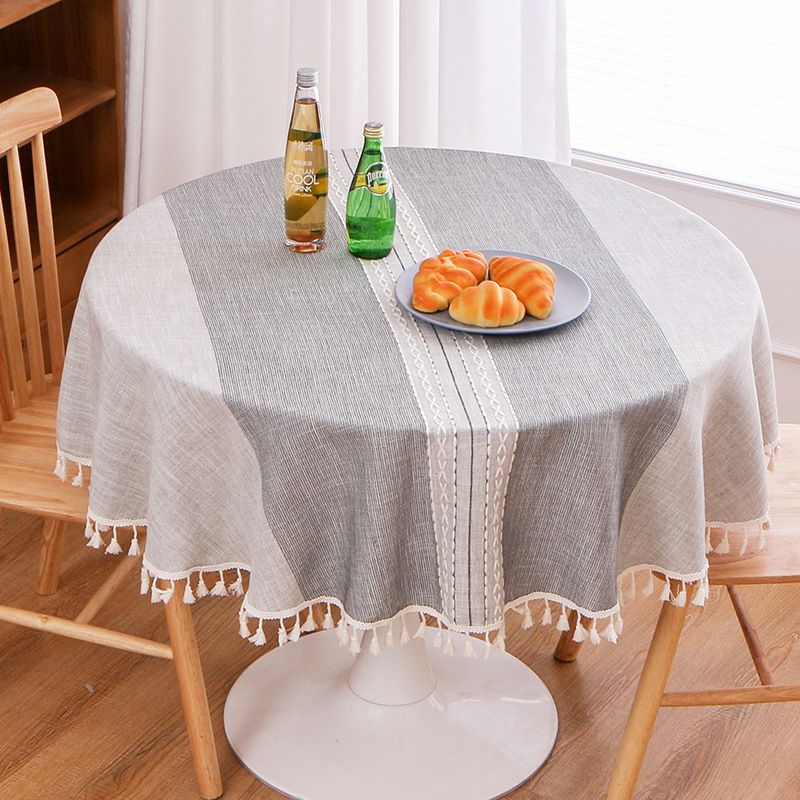 European And American Round Tablecloth High-end Cotton And Linen Small Round Table Fringed Embroidery Round Table Coffee Table Cover_voghion.com