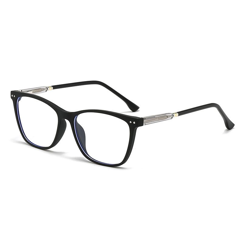 New TR90 square eyeglass frame, men's and women's fashionable mirror legs, anti blue light glasses, light, no degree_voghion.com
