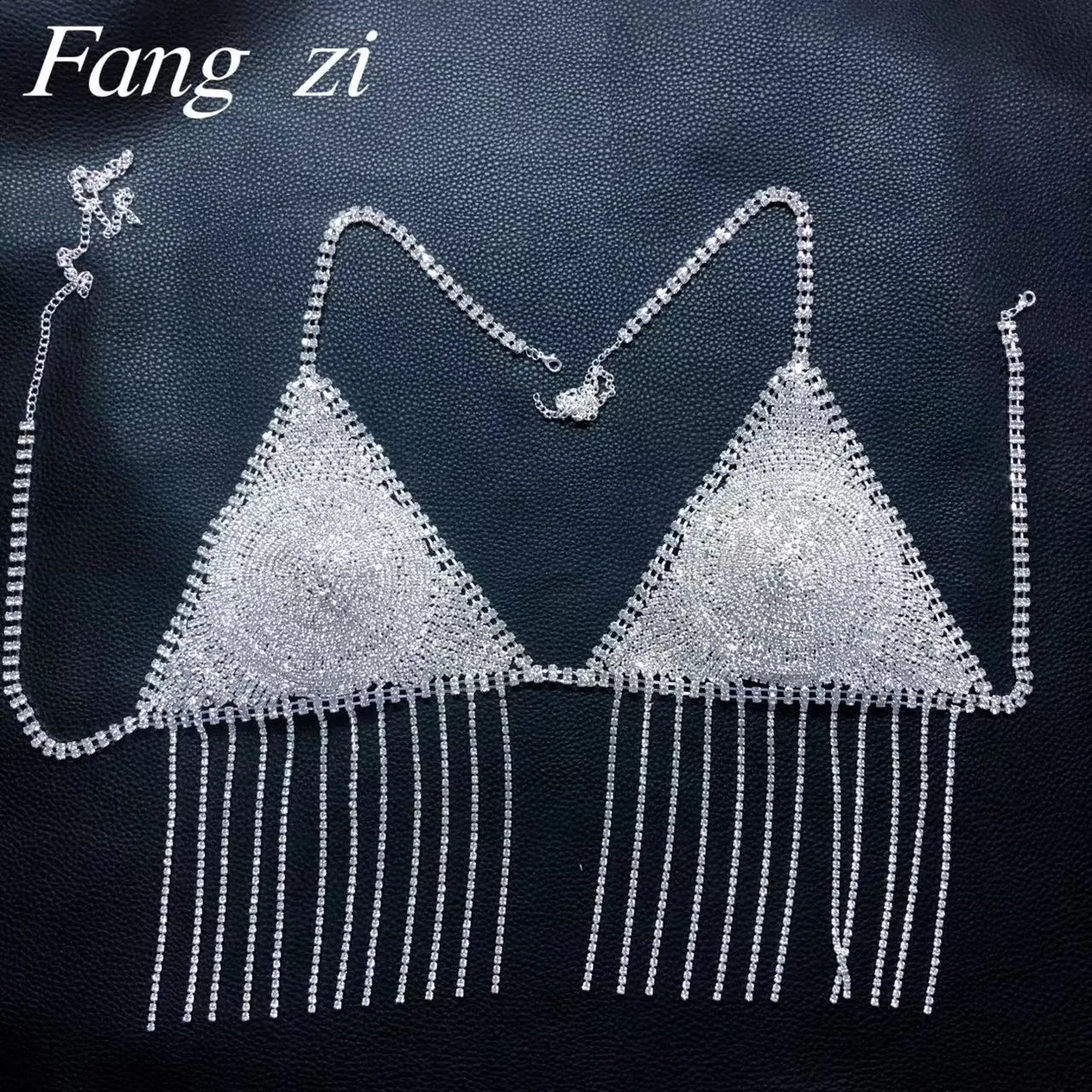 Full diamond tassel chest chain women sexy fashion bikini underwear chain suspender accessories female_voghion.com