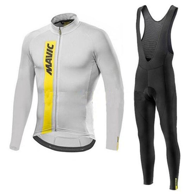Tuta da ciclismo da uomo autunno e inverno a maniche lunghe, set pantaloni da ciclismo Mavic traspiranti_voghion.com
