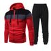 Spring And Autumn Fashion Color Block Patchwork Hooded Running Outdoor Sports Set Men's Sweatshirt_voghion.com