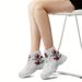 Women's High-top Canvas Sneakers With Unique Hand Bone And Rose Pattern - Comfortable, Lightweight, All-season Lace-up Casual Shoes_voghion.com