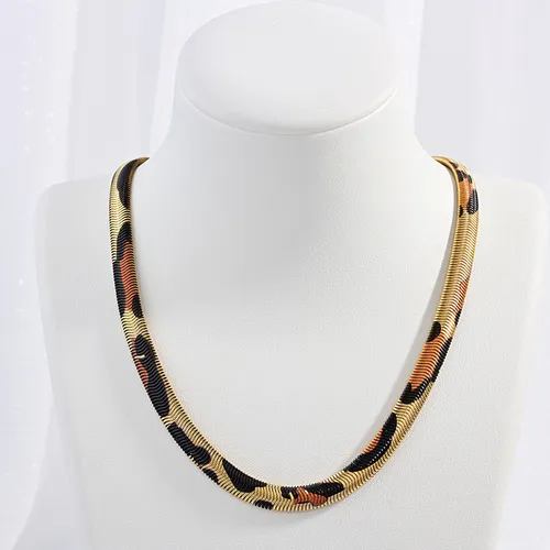 Damenschmuck Edelstahl Leopard Schlangenknochenkette Persönlichkeit Hip Hop Maillard Schlangenklingenkette Halskette_voghion.com
