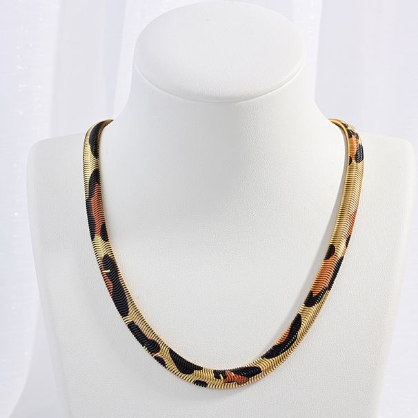 Collana con catena a forma di serpente Maillard, in acciaio inossidabile, con personalità hip hop, con serpente leopardato_voghion.com