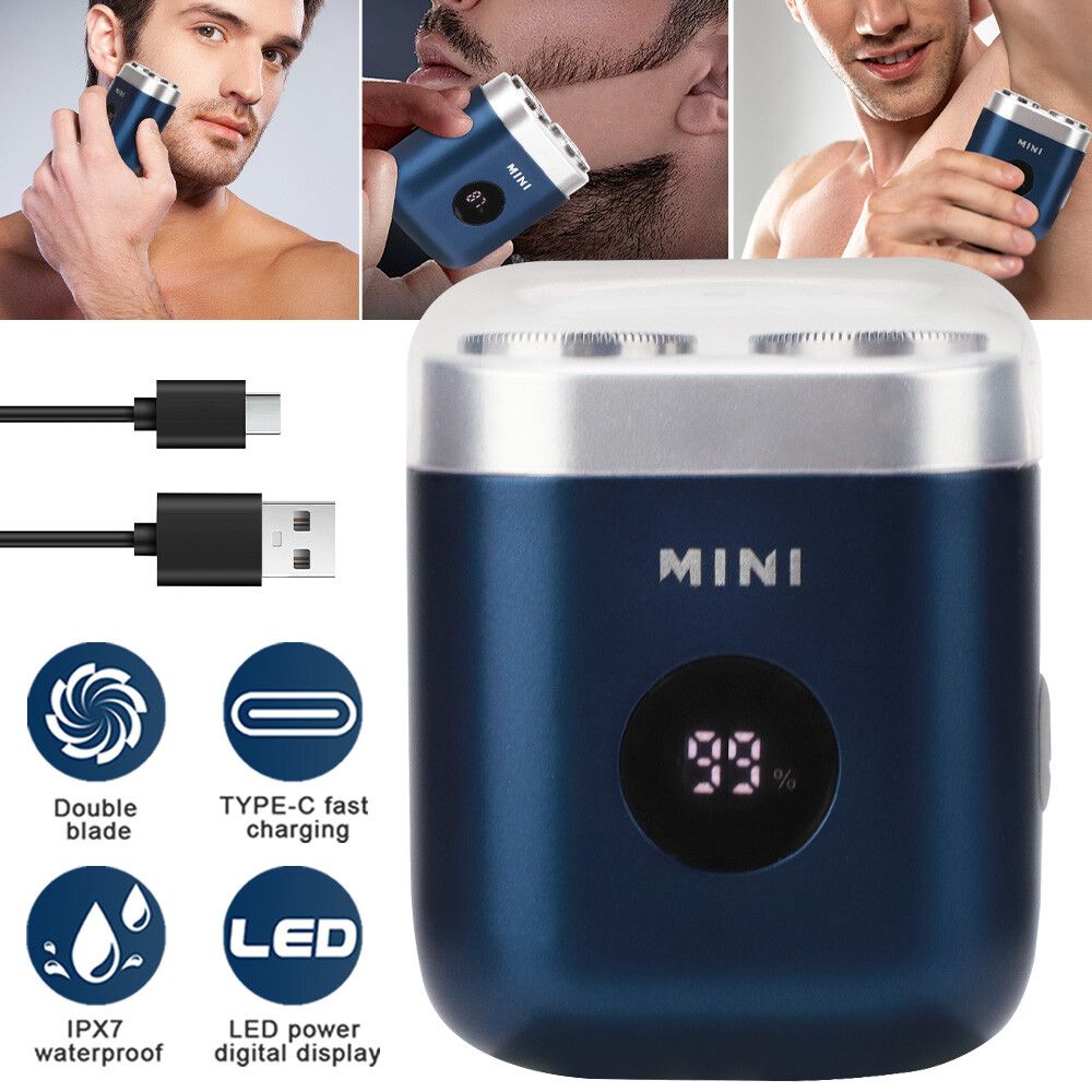 Mini-Rasierer im Taschenformat, tragbarer Elektrorasierer, wiederaufladbar über USB für Männer_voghion.com
