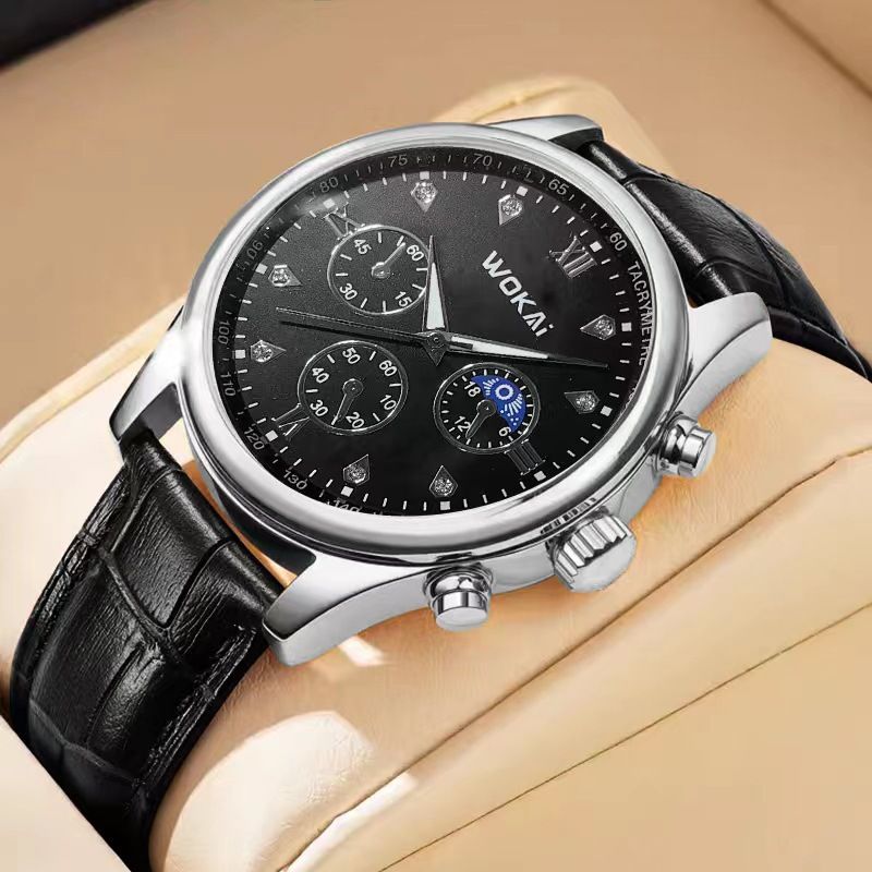 Business Casual Leather Strap Quartz Sports Men's Watch_voghion.com