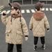 Wintermantel für Jungen mit Fleecefutter, dicke, lange Pufferjacke für Kinder, warme Oberbekleidung mit Kapuze für kaltes Wetter_voghion.com