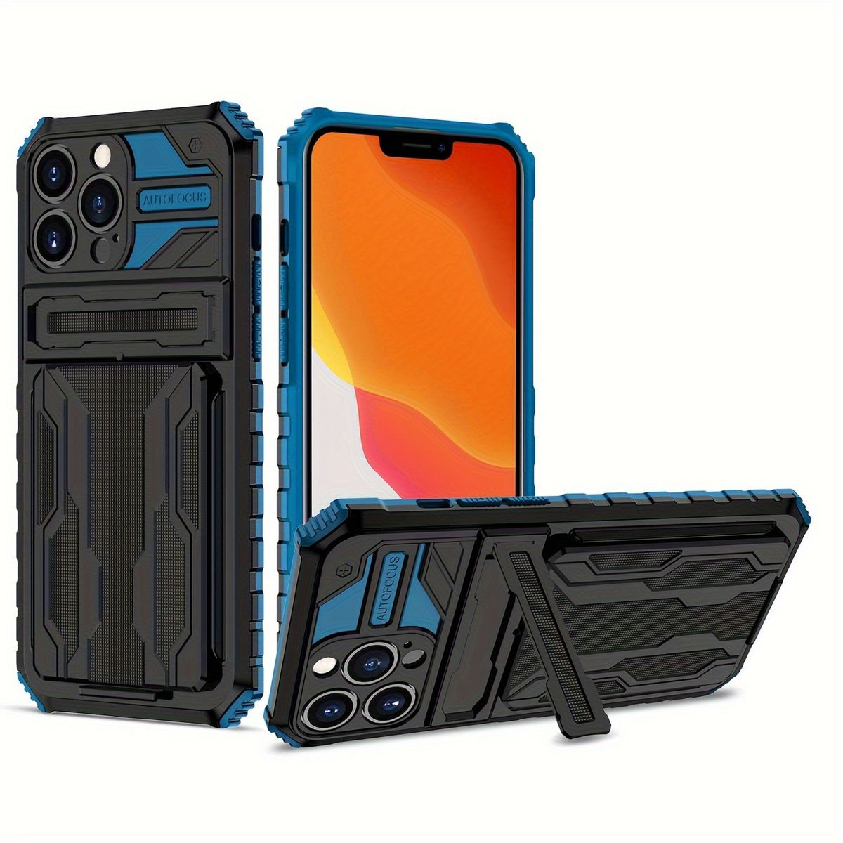Compatible with 14/14 Pro/14 Plus/14 Pro Max Case with Card Slot & Kickstand, Shockproof Anti-falling Protective Case_voghion.com