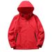 Single Layer Hooded Solid Color Waterproof Women's Thin Windproof Jacket Men's Three-Proof Mountaineering Clothing_voghion.com