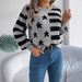 2025 Herbst Winter Casual Star Stripe Laterne Langarm Pullover Pullover Damenbekleidung_voghion.com