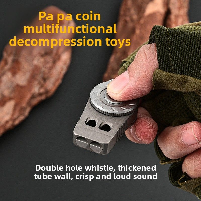 Titanium Alloy Outdoor Camping Survival Dual Hole Whistle Portable Keychain Multi-Functional Stress Relief Blast Sound Design_voghion.com