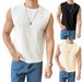 Men's Clothing Summer Men's New Solid Color Hollow Breathable Round Neck Casual Vest Sweater Men's Sleeveless Tops Men's Clothing_voghion.com