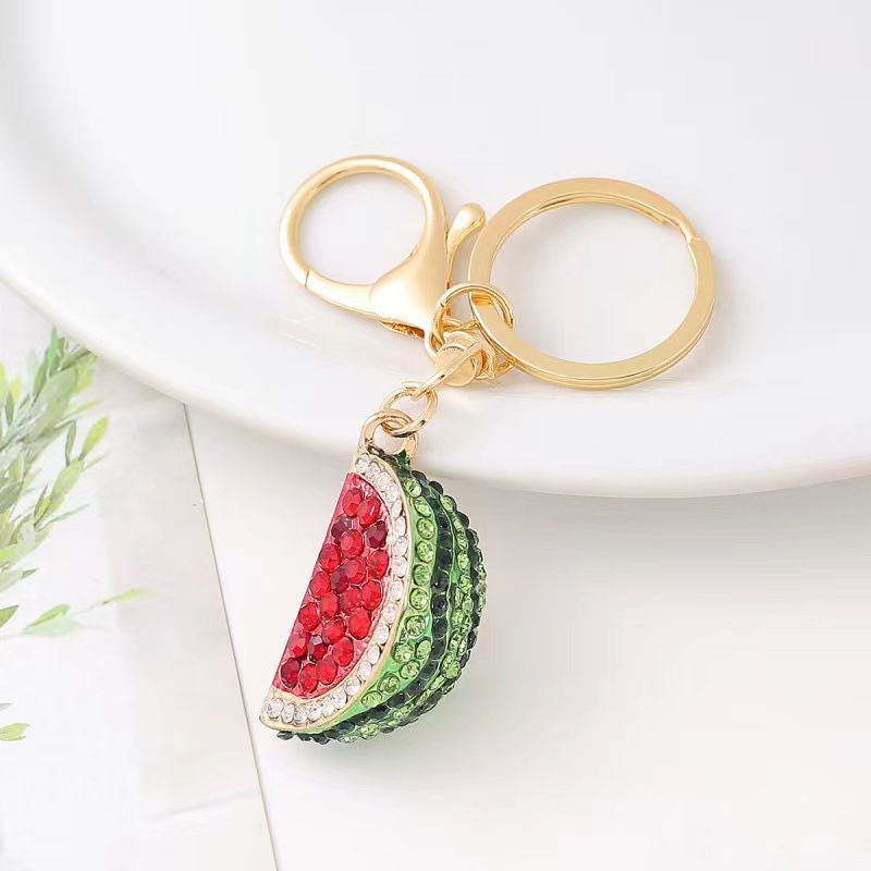 Portachiavi con ciondolo a forma di anguria, piccolo regalo, in lega di frutta creativa con diamanti intarsiati_voghion.com