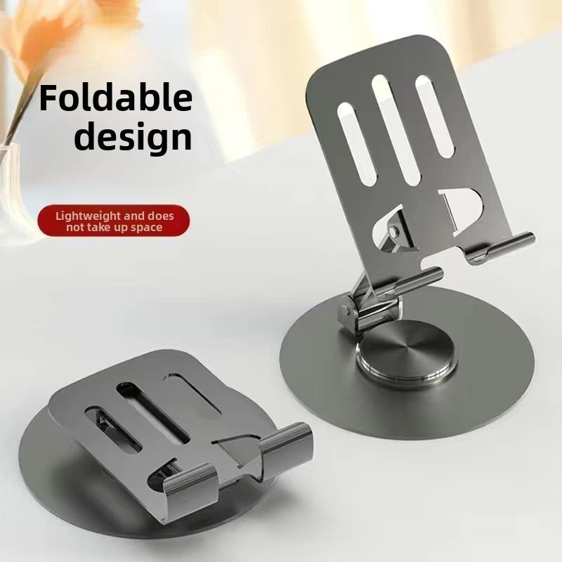 Desktop Aluminum Alloy Phone Holder Lazy Portable Foldable Rotating Full Metal Tablet Support Stand_voghion.com