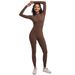 New Style Half-Zip Tight-Fitting Solid Color High Elastic Long Yoga Suit For Fitness Running Sports Jumpsuit_voghion.com