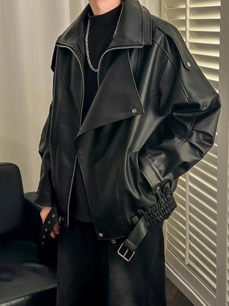 Herrenbekleidung Retro Nischendesign Doppelrevers Motorradbekleidung High-End Schöne Männer Herbst und Winter_voghion.com