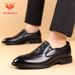 MUDESHEN Brogue Crocodile Pattern Men Slip-On Top Layer Cowhide Business Formal Leather Shoes_voghion.com