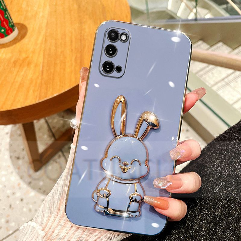 Rabbit Bear Astronaut Bracket Plating Phone Holder Case For Huawei Honor Magic3 Magic4 Magic5 Magic 3 4 5 Pro Stand Soft Cover_voghion.com