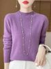 Women's Elegant Basic Style Pullover 100% Merino Wool Knitwear Autumn Winter Warm Solid Casual Loose Exquisite Clothing Tops_voghion.com