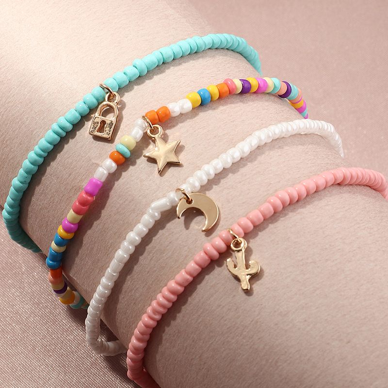 gioielli carino Joker stella luna ciondolo temperamento perline colore cavigliera_voghion.com