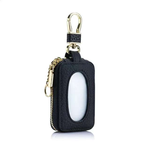 Visual Mirror Window Car Protector Holder Mini Auto Key Pocket Case Genuine Leather Keyring Wallet Zip Bag 250206_voghion.com