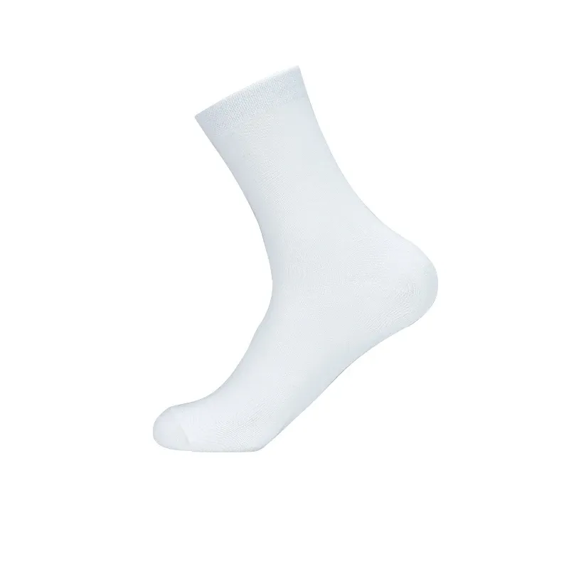 Herren-Business-Arbeitssocken aus hochwertiger, einfarbiger Baumwolle, weich, atmungsaktiv, Schwarz, Weiß, lang, Übergröße 38–46_voghion.com