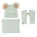 Cross-border Children's Winter Wool Warm Knitted Hat Scarf Gloves Three-piece Set Plush Hairball Hat Three-piece Set_voghion.com