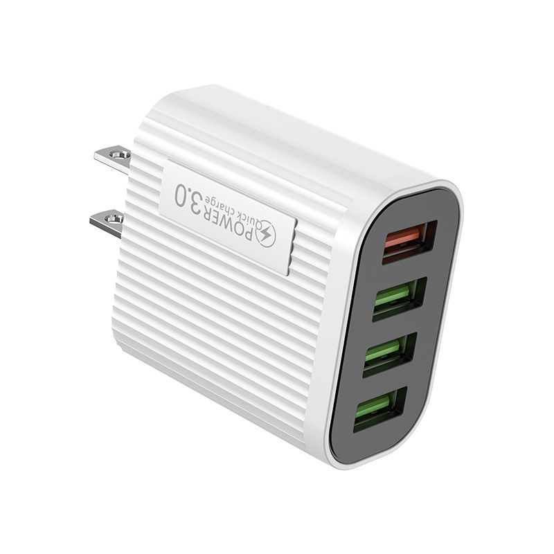 4USB multi port 18W mobile fast charging head QC3.0+3U2A travel charger_voghion.com