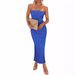 Dameskleding Zomer Bodycon Lange Jurk Geribbelde Tube Top Zijsplit Elegante Slim Fit Jurk Voor Casual Feestkleding_voghion.com