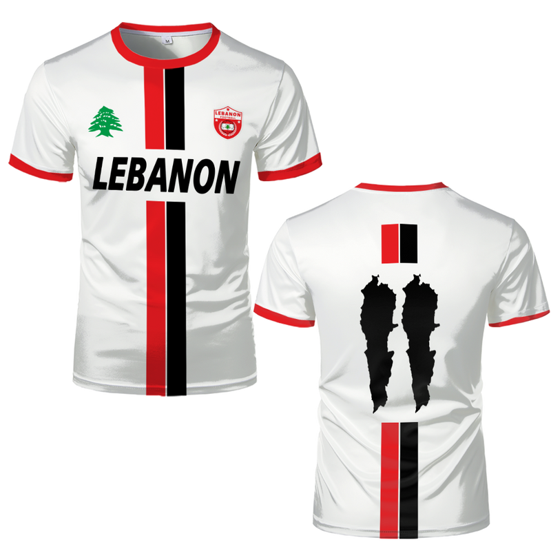 Libanon-Fußballtrikot, T-Shirts für Erwachsene und Kinder, leicht digital bedruckt, Sport-Fußballuniformen, Herrenkleidung mit libanesischer Flagge_voghion.com