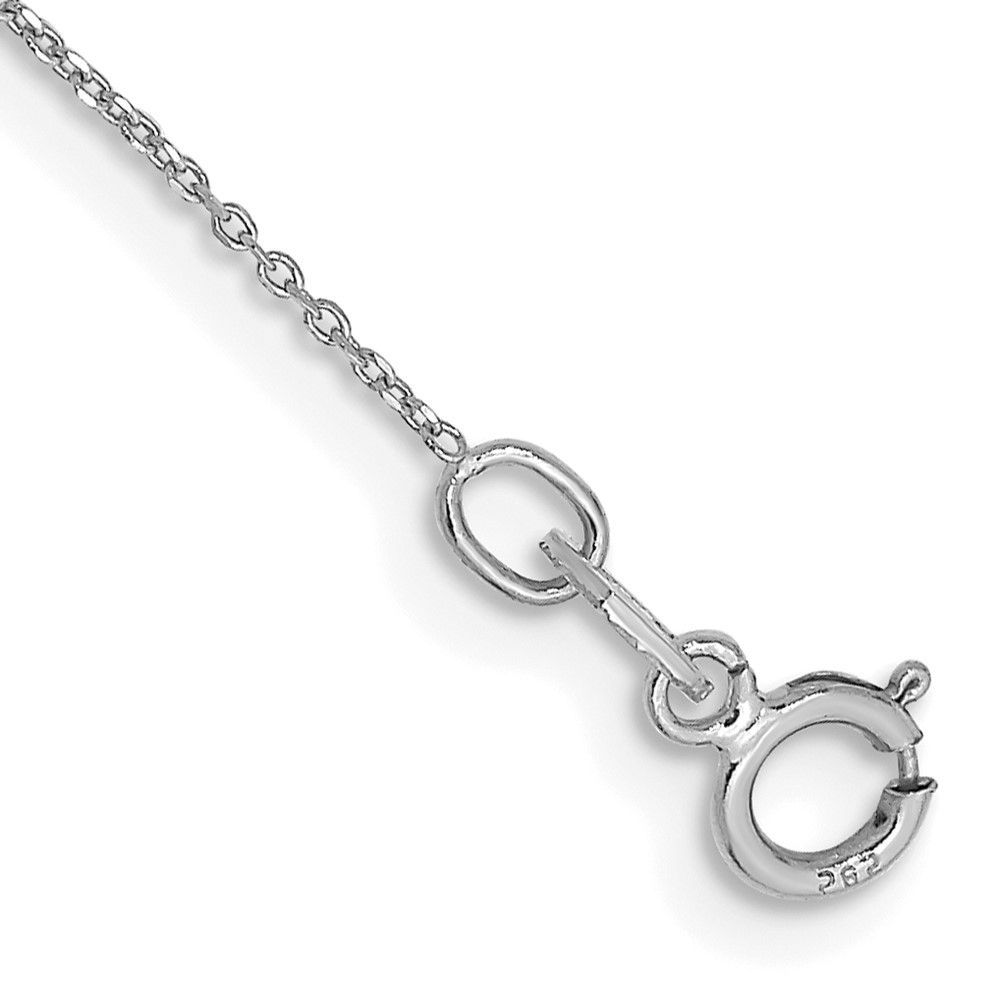 14K White Gold 10 Inch .6mm Diamond-cut Round Open Link Cable With Spring Ring Clasp Anklet_voghion.com